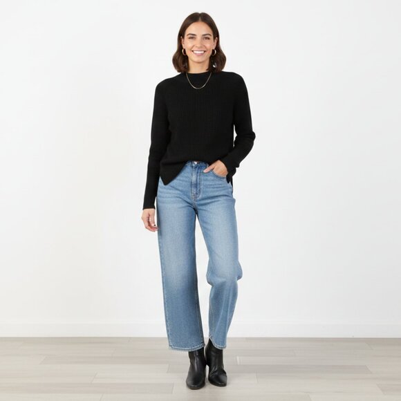 *Bailey Black Ribbed Mock Neck Sweater - Picture 1 of 7